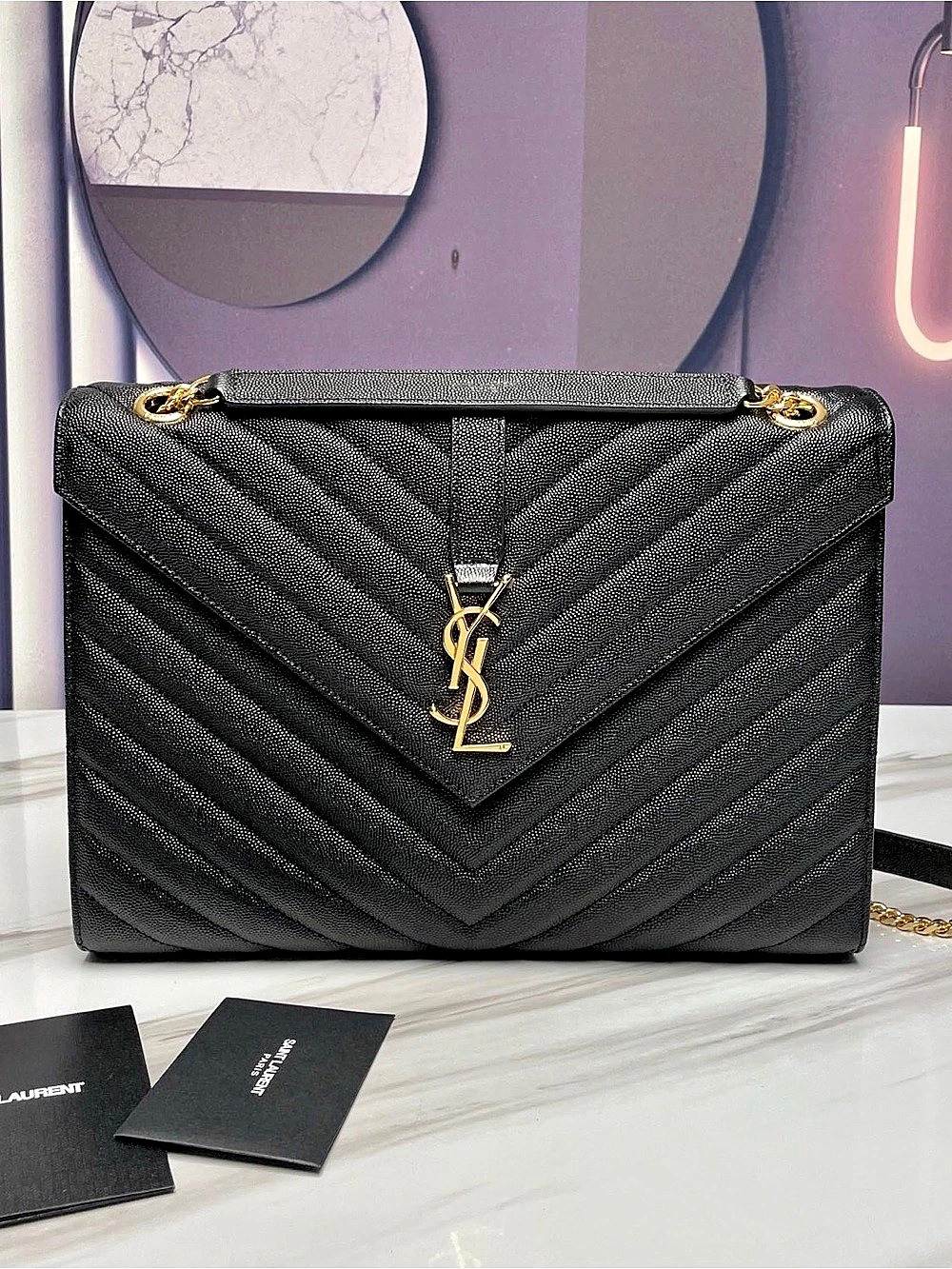 🥃YSL COLLEGE LARGE CHAIN BAG IN QUILTED LEATHER